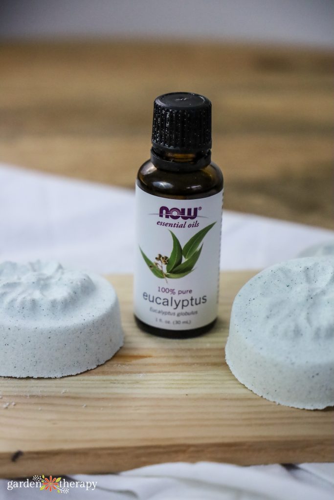 Eucalyptus essential oil between two shower steamer